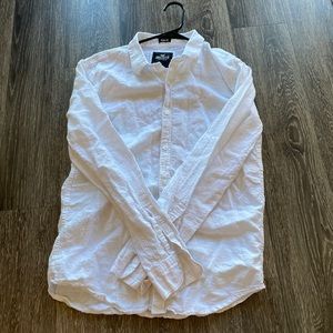 Men’s Linen Hollister White Button Down Shirt